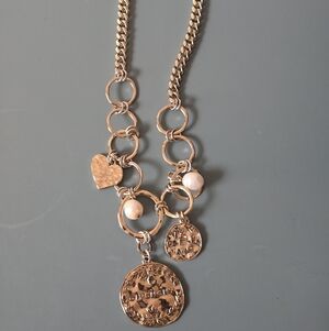 Givenchy Gold-Tone and and Pearl Logo Disc Pendant Necklace